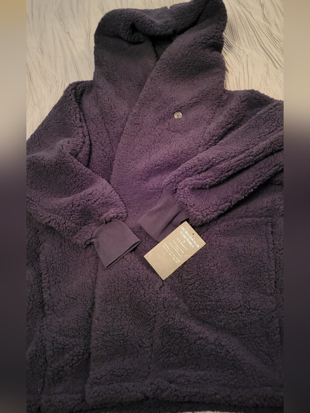 NWT Jill Martin Plush Hooded Sherpa Teddy Lounge wear Jacket.  XL. Black